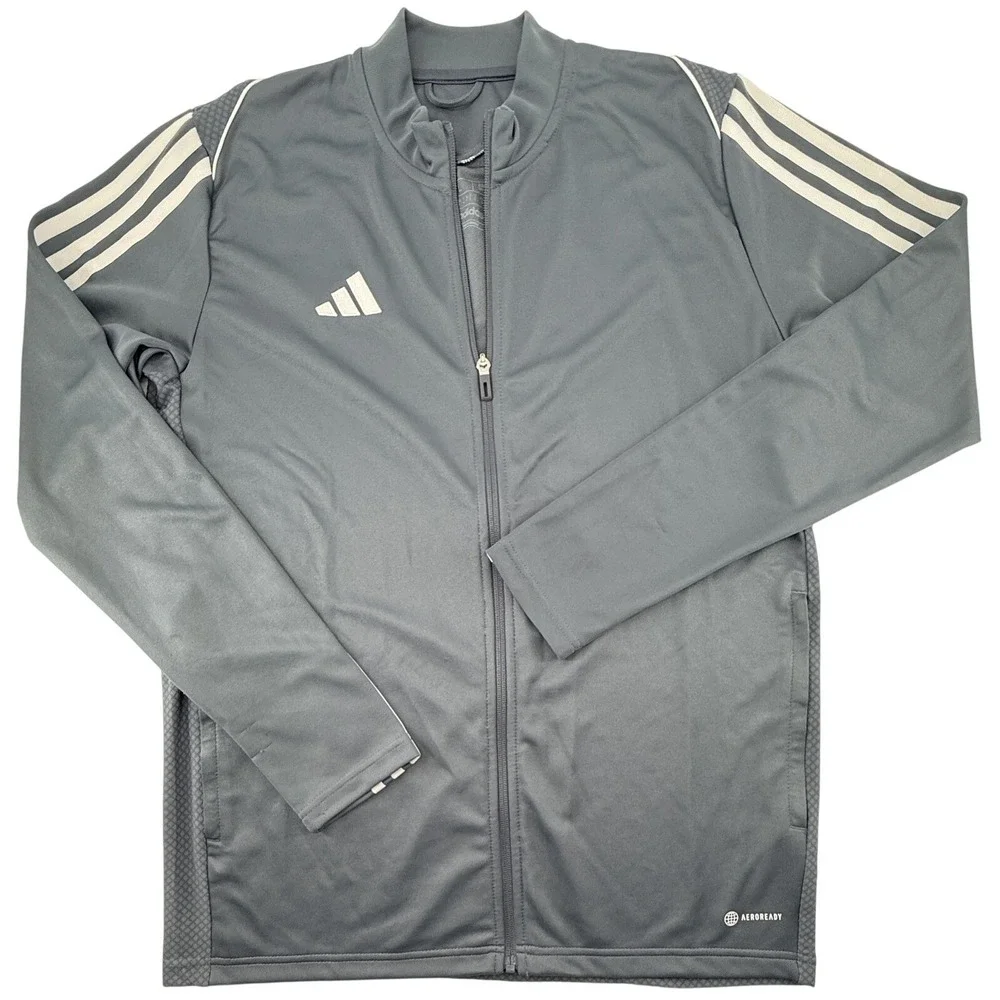 Adidas Men's Large‎ Slim Tiro 23 League Training Full Zip Jacket Gray Aeroready